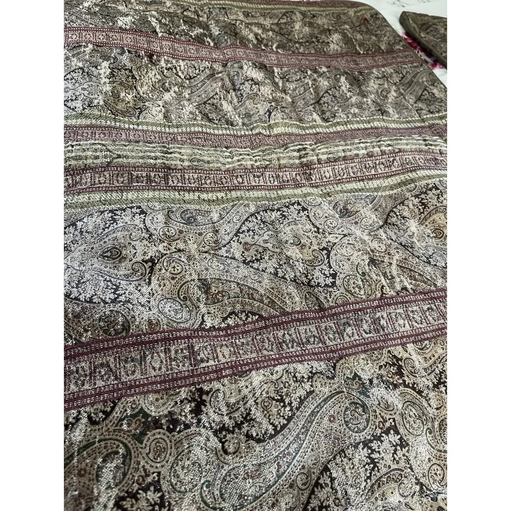 Croscill Pillow Shams Tangier King Damask Stripe Bronze Burgundy Rich‎ Set Of 2